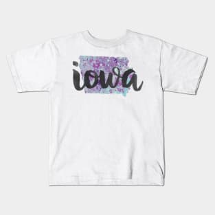 iowa - calligraphy and abstract state outline Kids T-Shirt